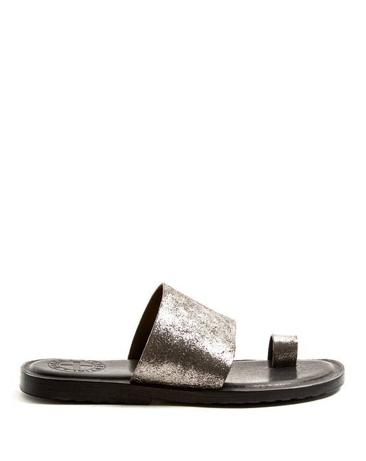 Fiorentini + Baker, ZANTE ZATTYS, Silver leather slip on sandals-Made in Italy-lateral