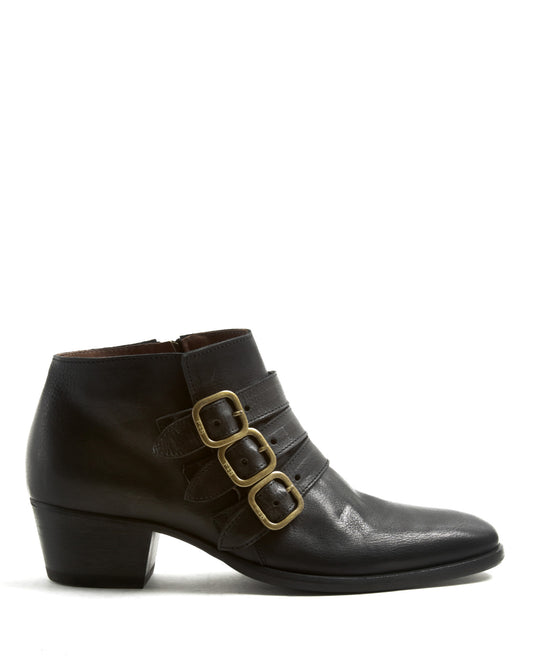 Fiorentini + Baker, KENNEY KEMY,Black leather shoes with 3 buckles-Made in Italy-side