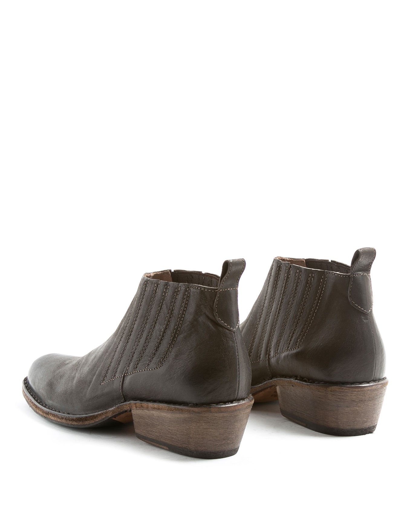 Fiorentini + Baker, CUBAN CLU, Women pull-on short ankle boots with Cuban heel and elasticated side panels in coffee brown leather-Made in Italy-back