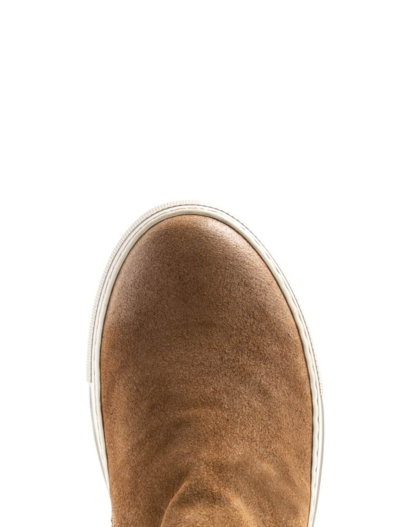 Fiorentini + Baker, BOLT BRIE, Asymmetric sneakers with inside zip in brown suede-Made in Italy-toe