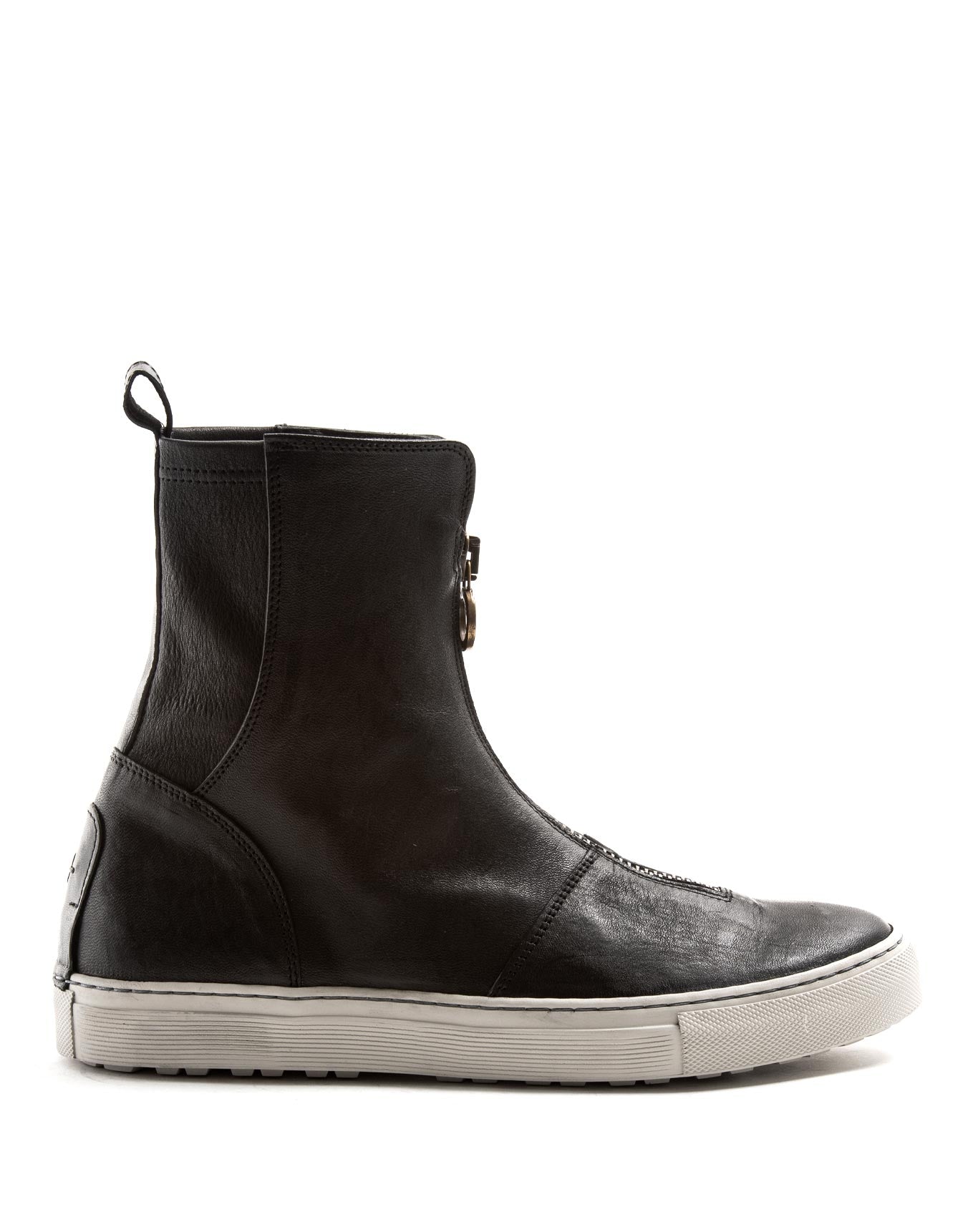 FIORENTINI + BAKER, BOLT BIZ, Black leather high rise sneaker boot with front opening zip-Made in Italy-side