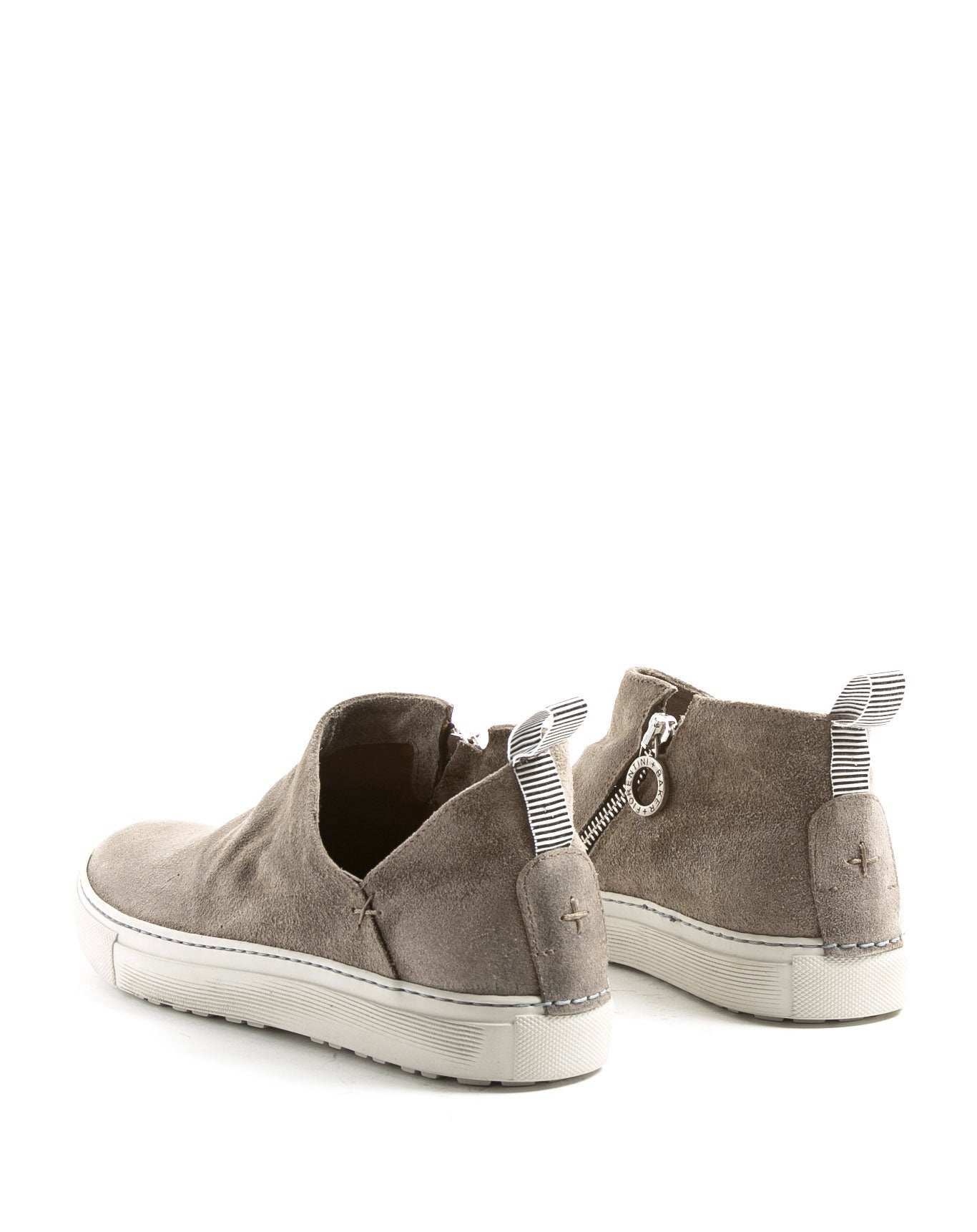 Fiorentini + Baker, BOLT BRIE, Taupe suede asymmetric sneakers with inside zip-Made in Italy-back