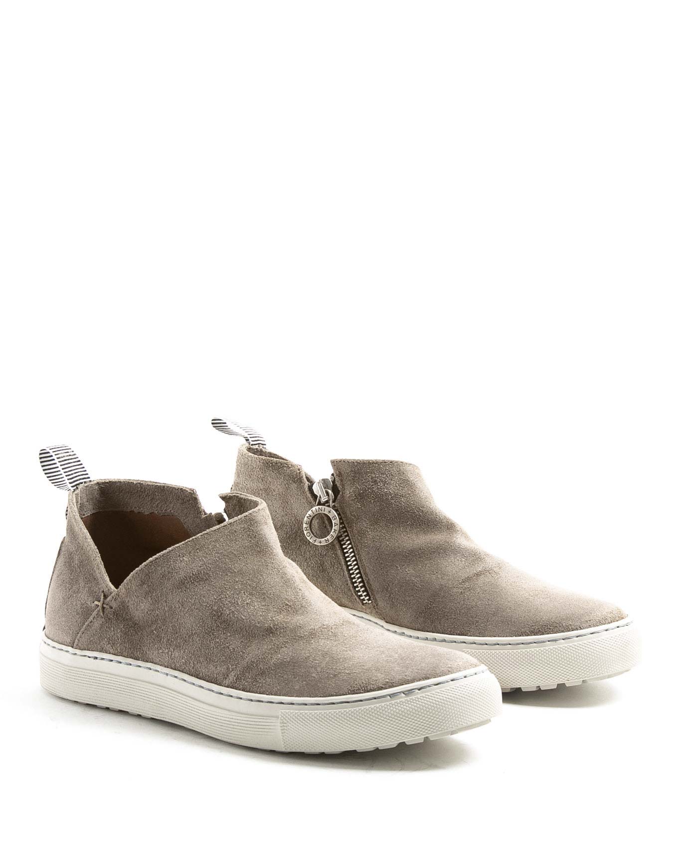 Fiorentini + Baker, BOLT BRIE, Taupe suede asymmetric sneakers with inside zip-Made in Italy-lateral