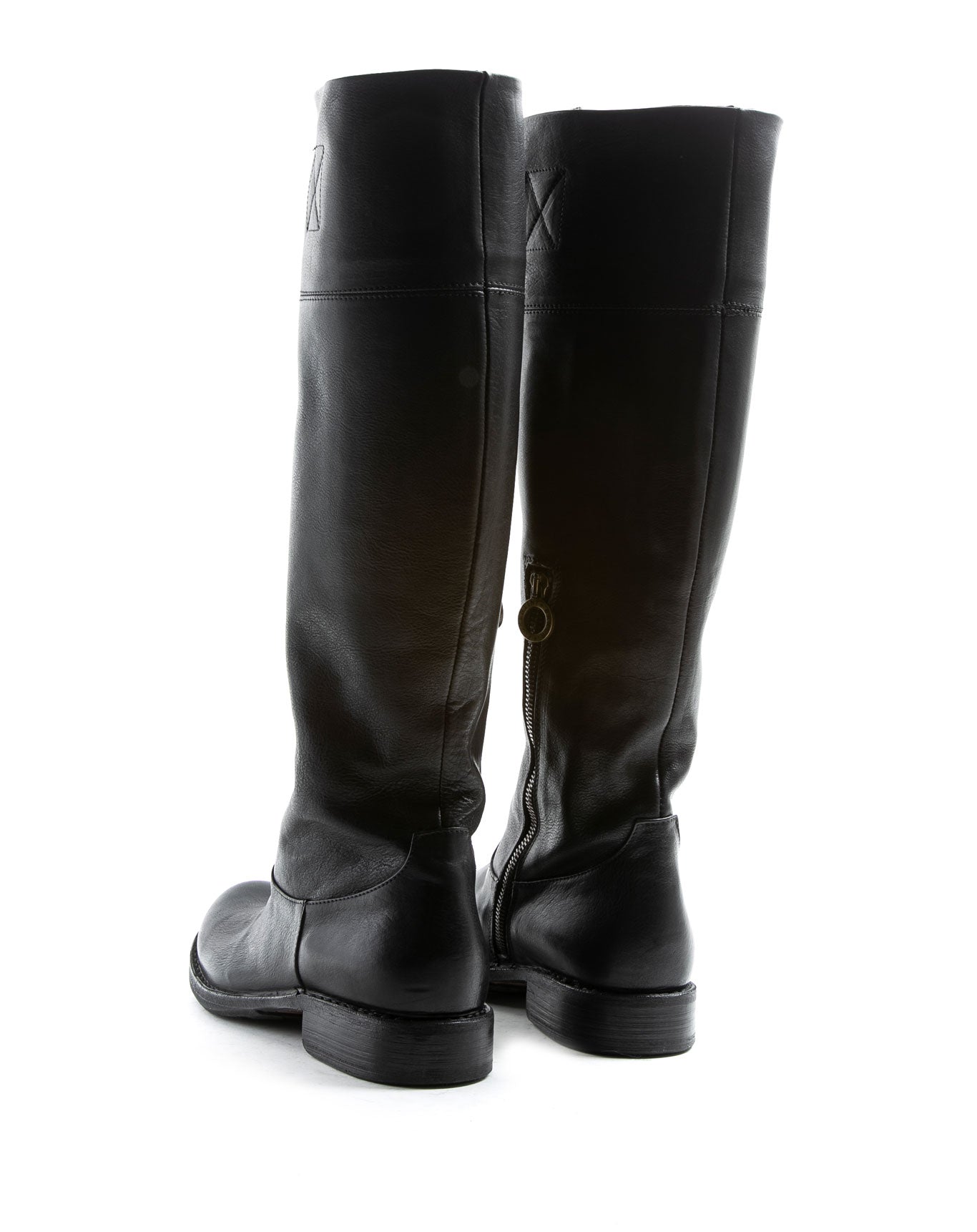 FIORENTINI+BAKER, ETERNITY EVER, Knee-high riding style boots with inside zip in black leather-Made in Italy-back