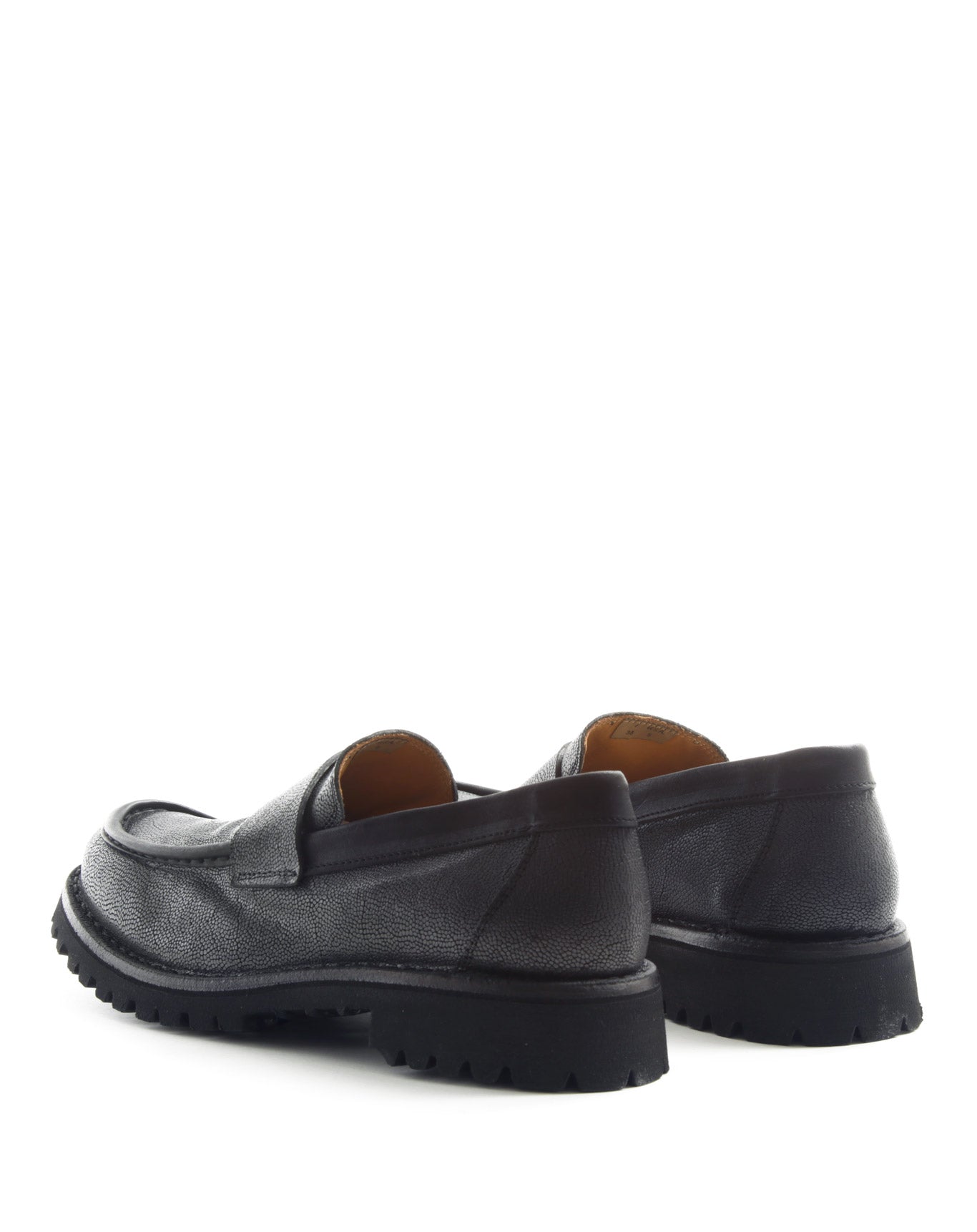 Fiorentini + Baker, ETERNITY MASSIVE M-EMMET, Dark silver leather loafer with thick rubber sole-Made in Italy-back