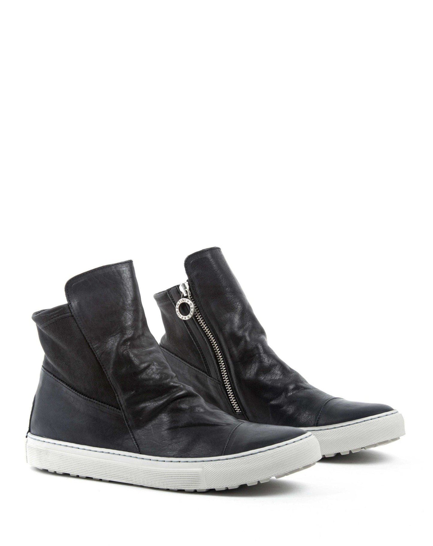 Fiorentini + Baker, BOLT BRET, Black leather sneaker boots with ruched vamp and inside zip-Made in Italy-lateral