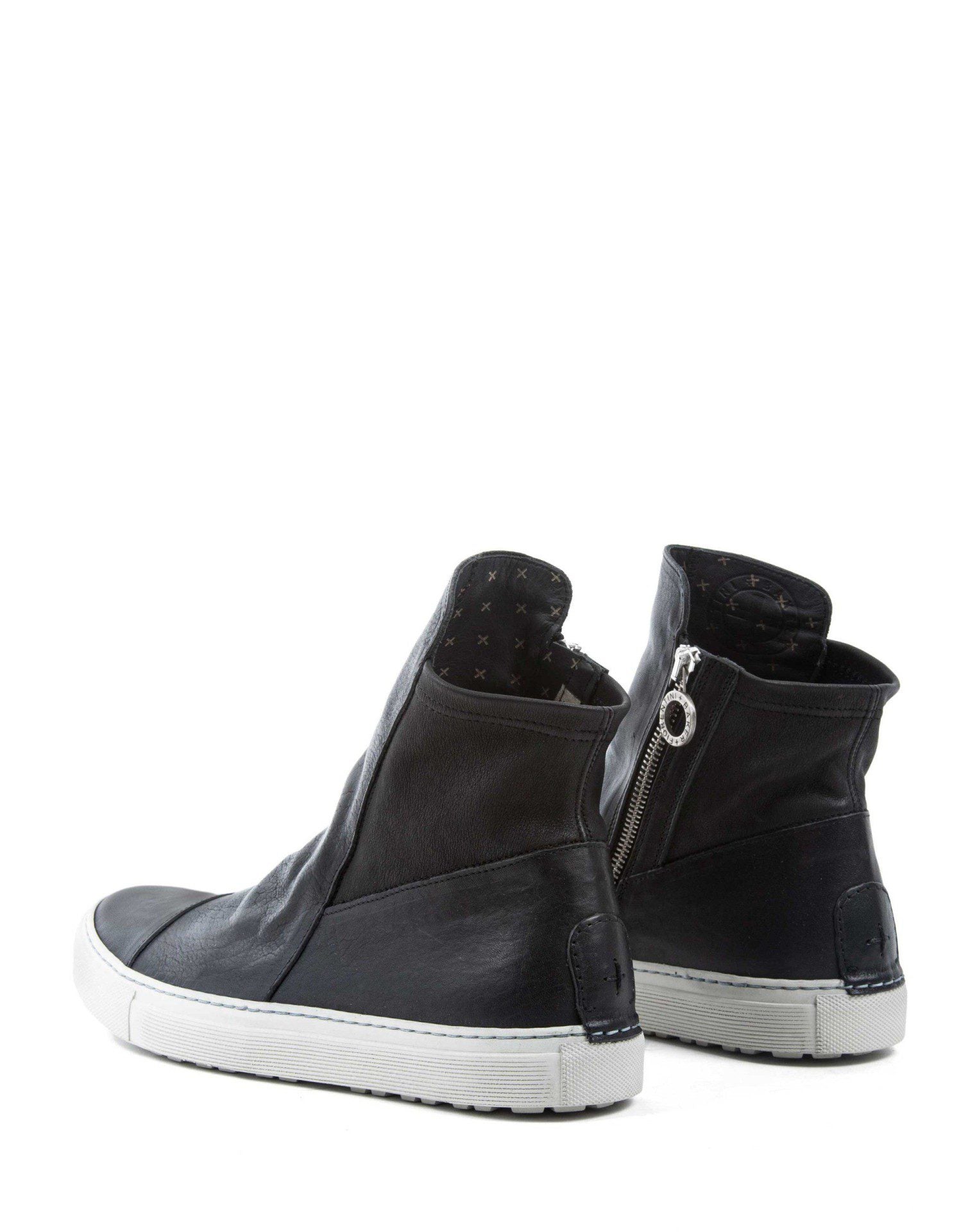 Fiorentini + Baker, BOLT BRET, Black leather sneaker boots with ruched vamp and inside zip-Made in Italy-back