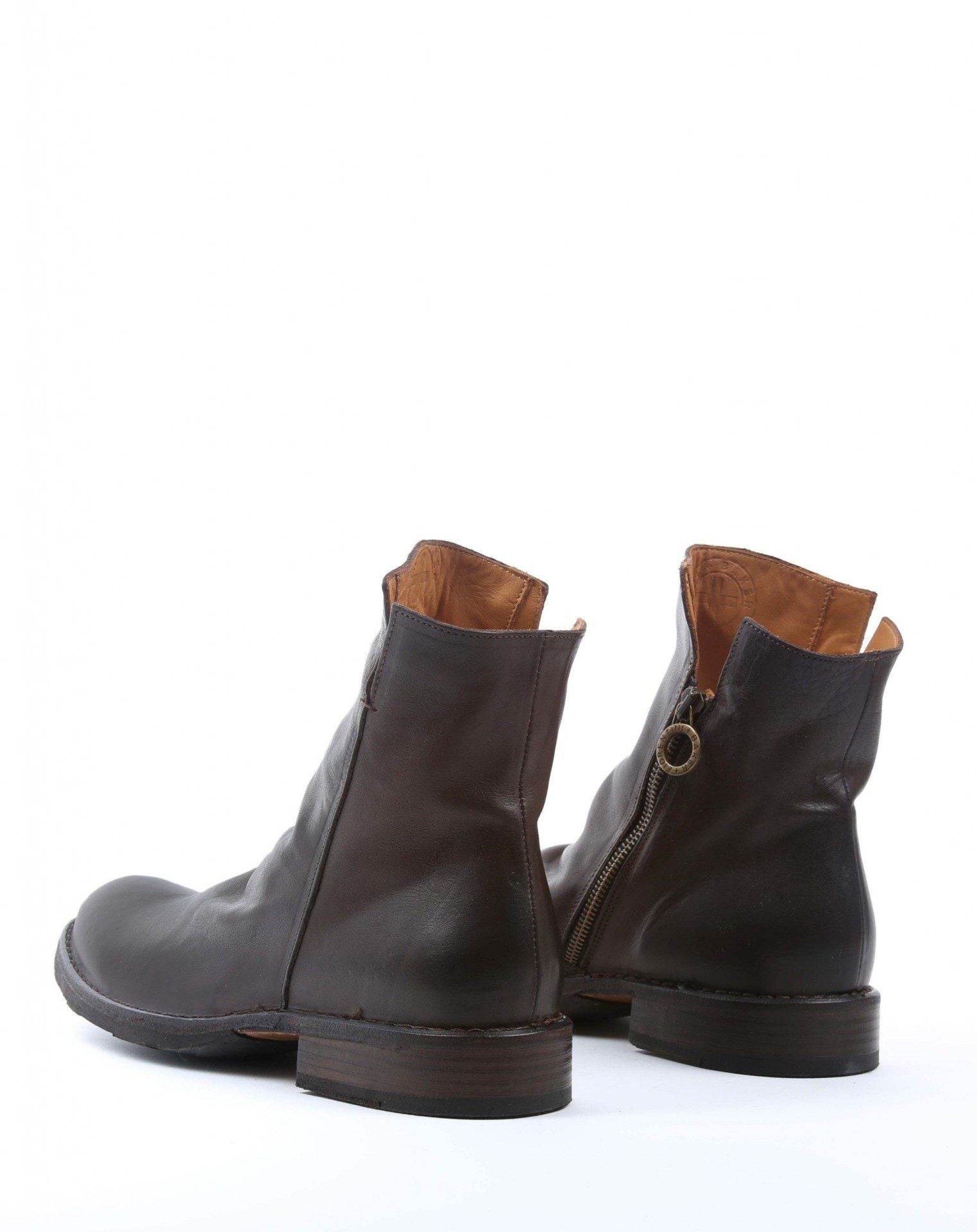 Fiorentini + Baker, ETERNITY ELF, Black smooth leather ankle boots with slightly ruched vamp and inside zip-Made in Italy-back
