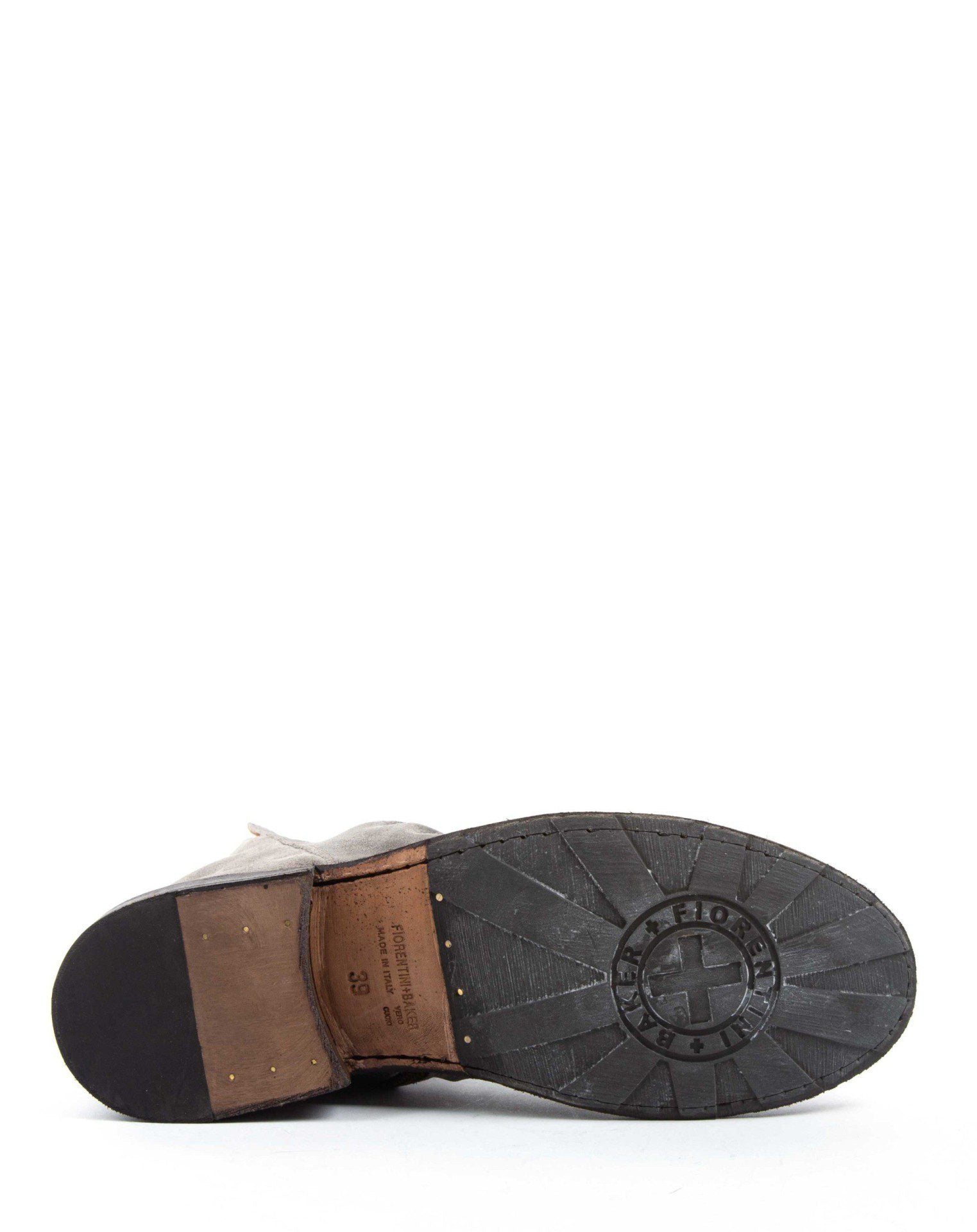 Fiorentini + Baker, ETERNITY ELF, Taupe suede ankle boots with slightly ruched vamp and inside zip-Made in Italy-sole