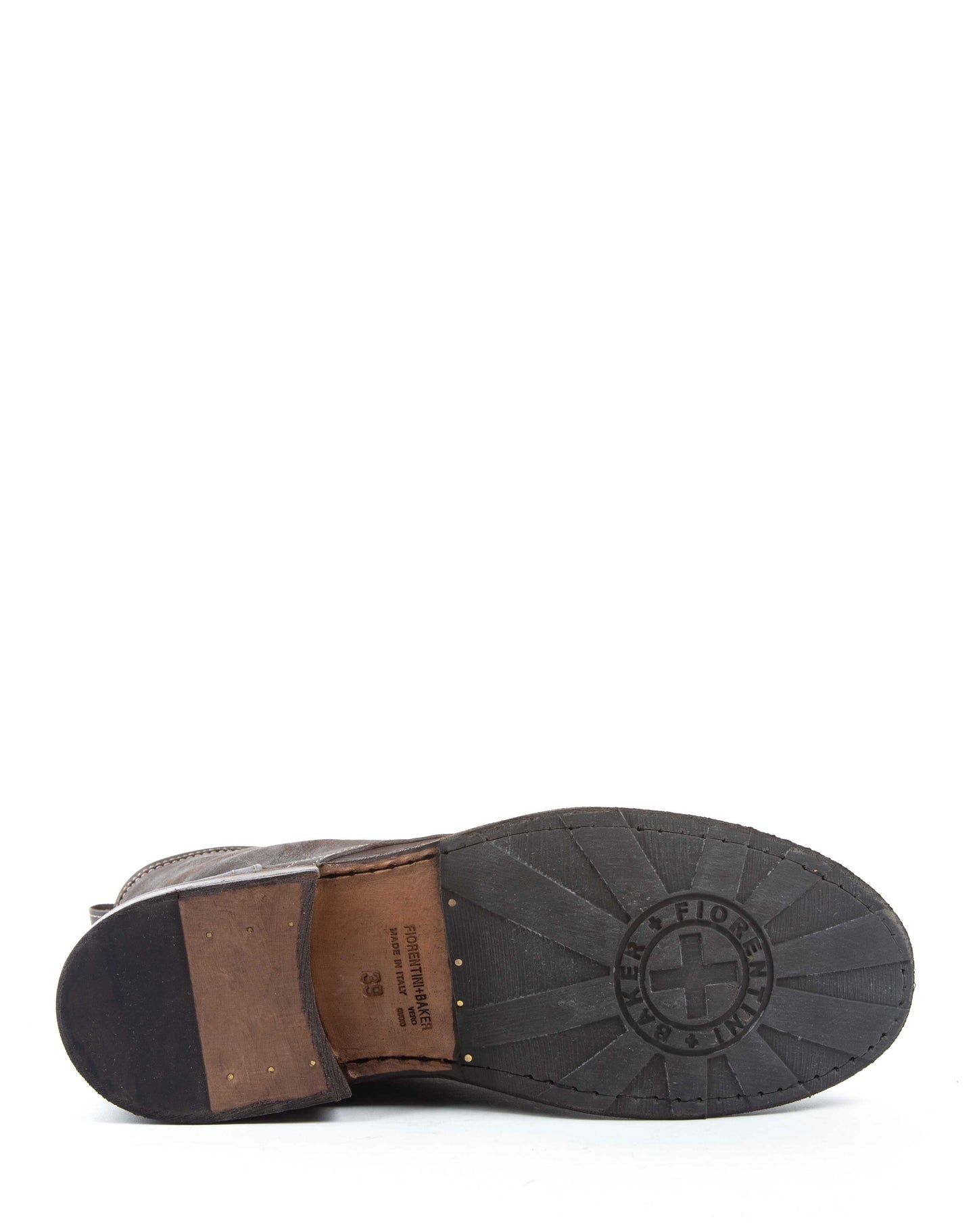 Fiorentini + Baker, ETERNITY ELME, Military style lace-up tall ankle boots in coffee brown leather-Made in Italy-sole