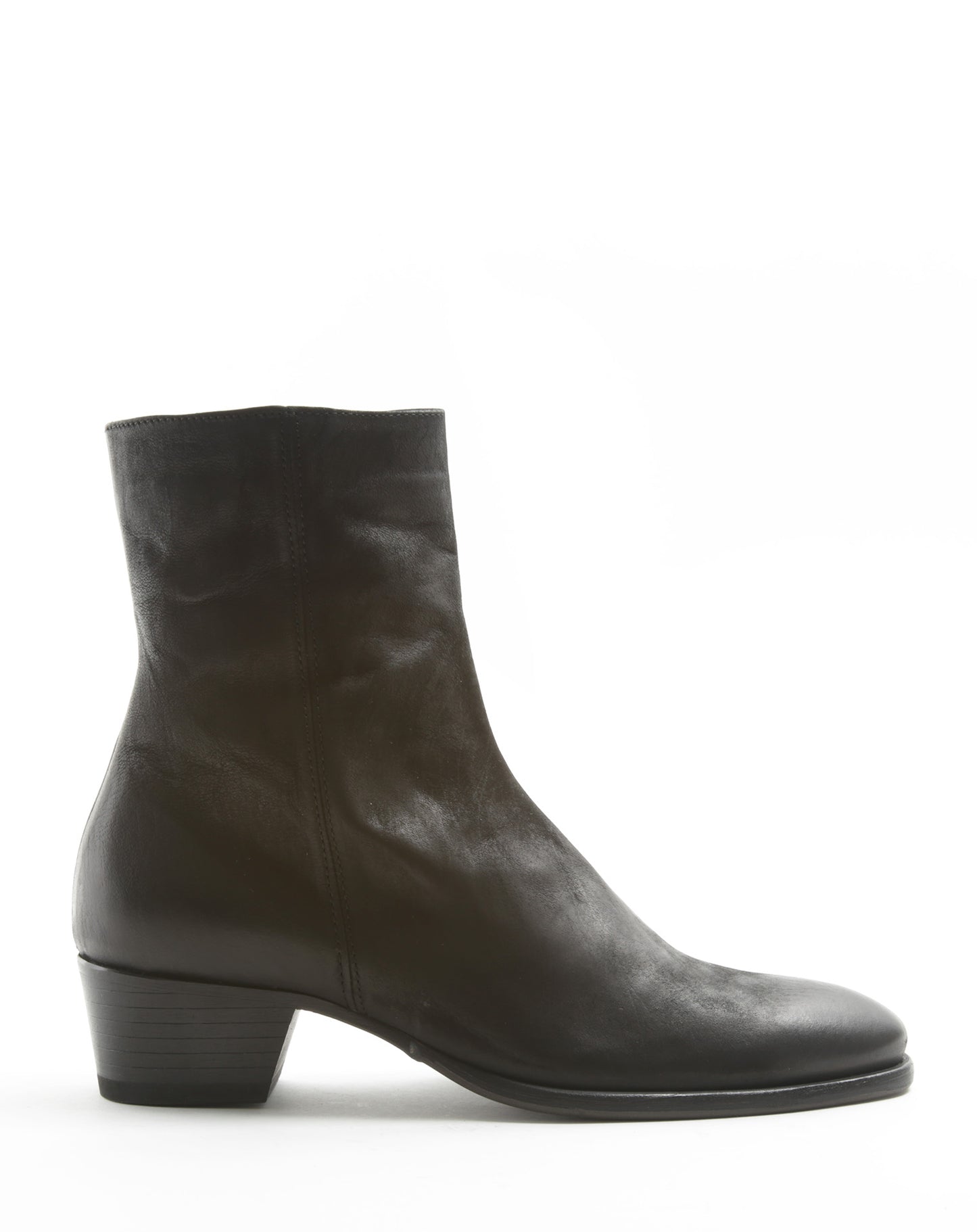 Fiorentini + Baker, KENNEY KATT, Fitted tall ankle boots with inside zip in brushed black leather-Made to last-side