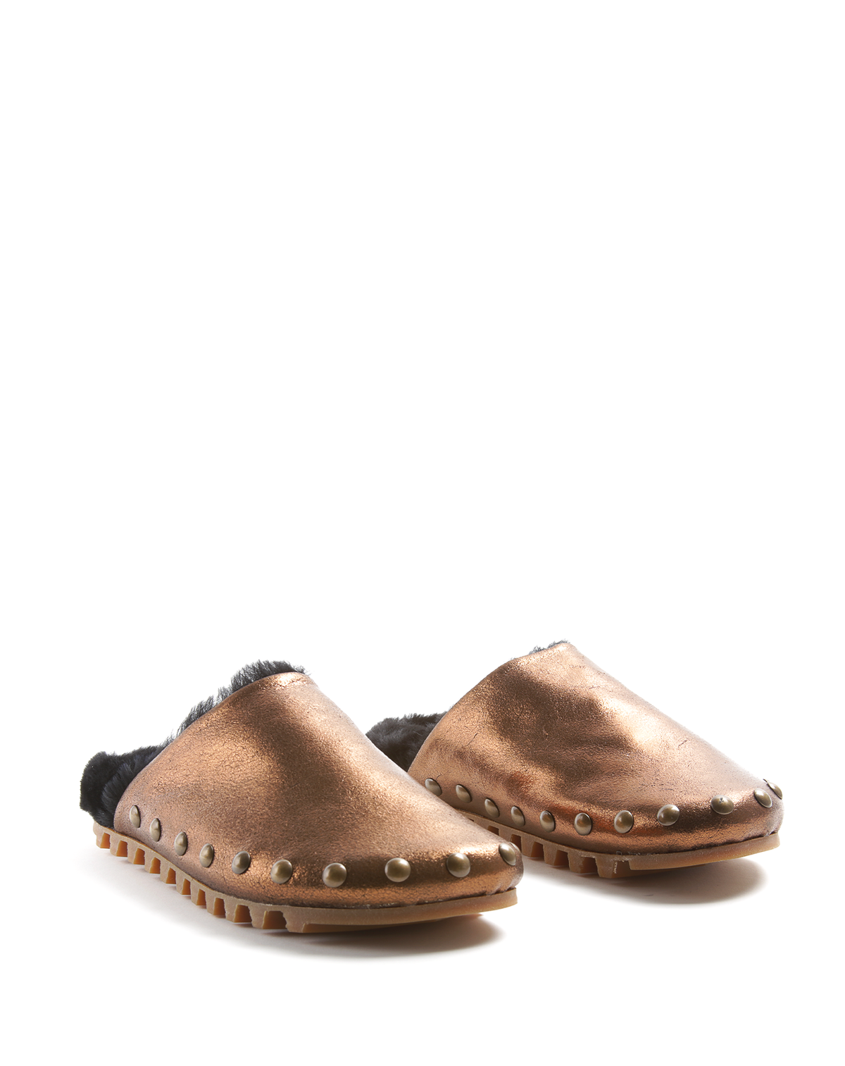 KULMO Bronze Leather Sheepskin Mule