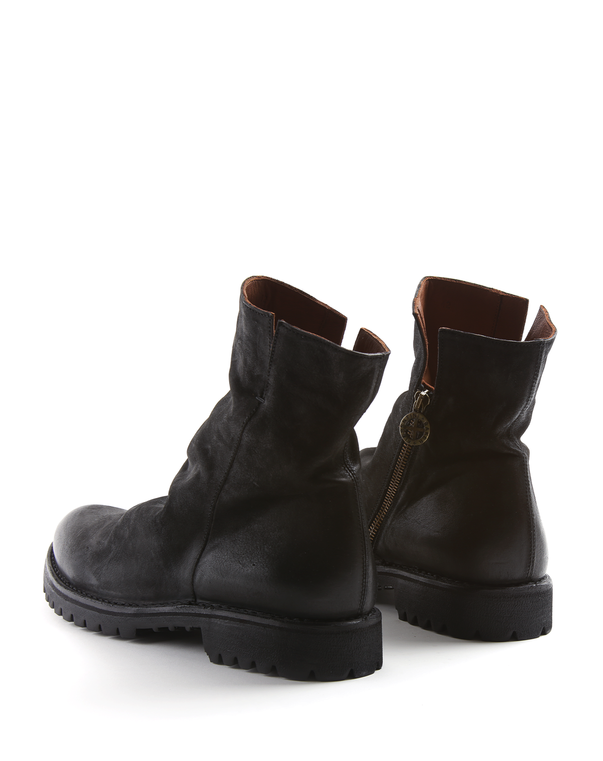 M-ELF Black Brushed Leather Boots