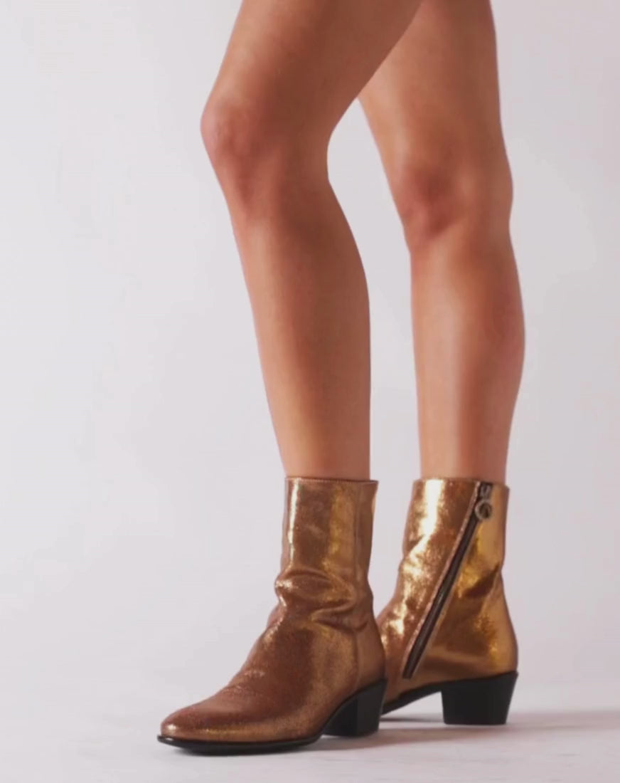 MISTER MATT Metallic bronze leather ankle boots – Fiorentini + Baker