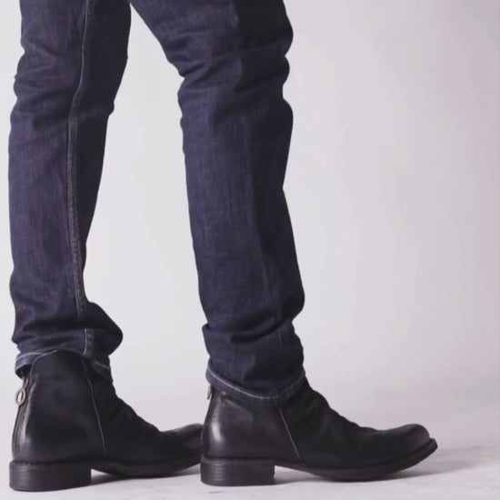 Fiorentini + Baker, ETERNITY ELINA, Men black leather ankle boots with rear zip-Made in Italy-video