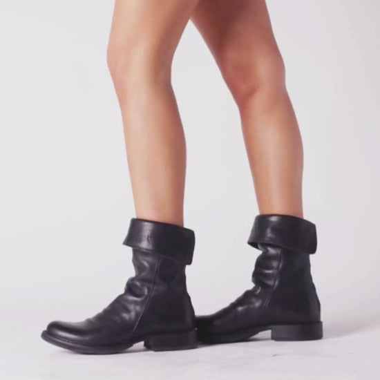 Fiorentini + baker, ETERNITY ELLA, Women mid-height black leather boots with rear zip-Made in Italy-video