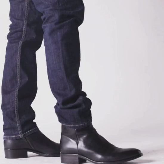 Fiorentini + Baker, CHANCE CALE, Men black smooth leather men ankle boots with elongated shape and inside zip-Made in Italy-video