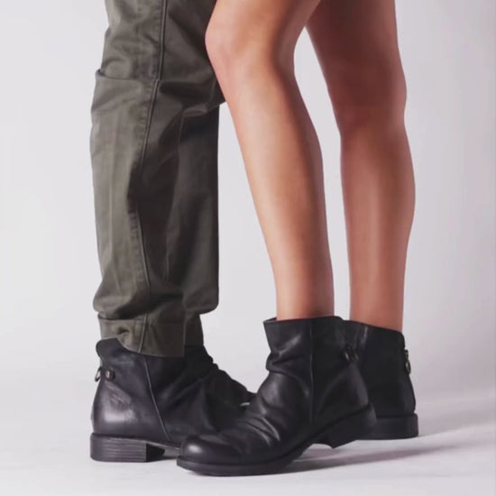 Fiorentini + Baker, ETERNITY ELINA, Black leather ankle boots with rear zip-Made in Italy-video