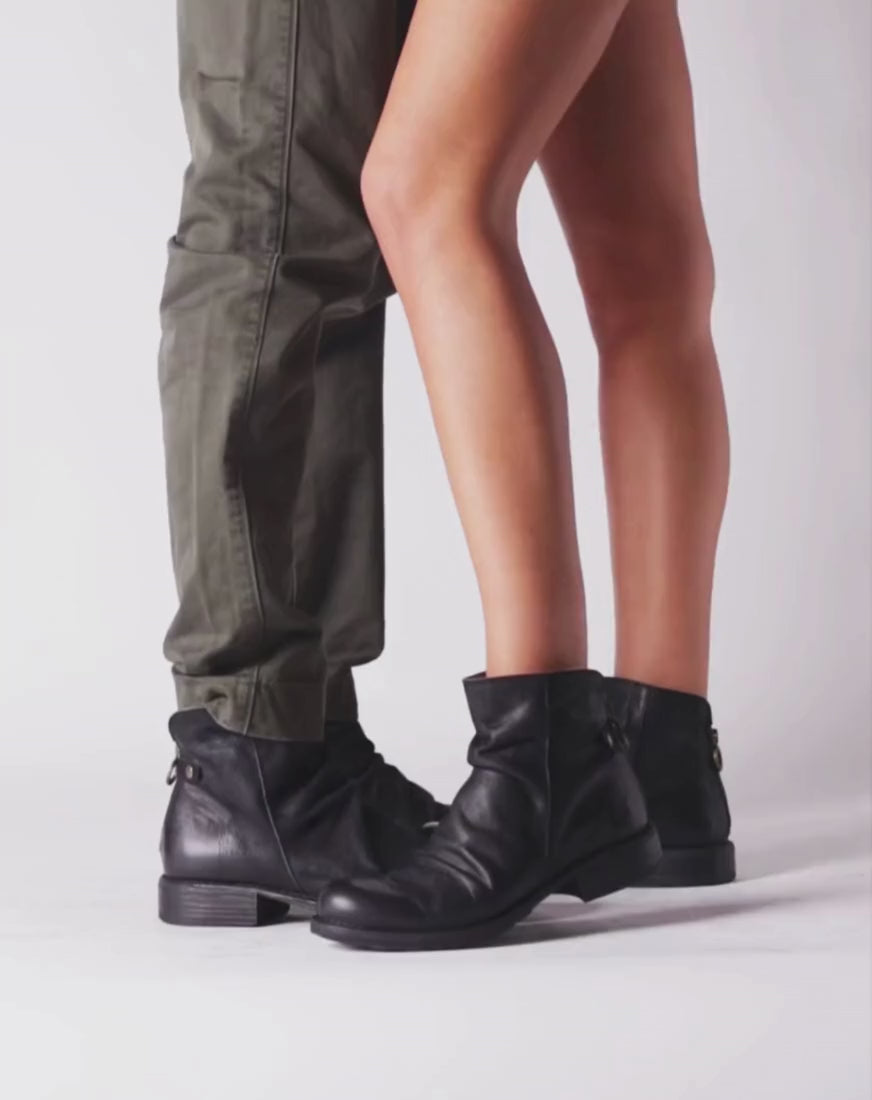 Fiorentini + Baker, ETERNITY ELINA, Black leather ankle boots with rear zip-Made in Italy-video