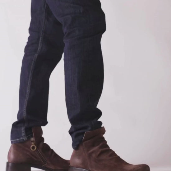 Fiorentini + Baker, FRATERNITY FAS, Brown suede men ankle boots with inside zip and round toe-Made in Italy-video