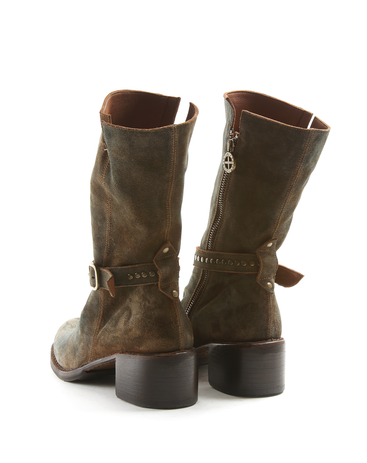 TASH + T-STRAP Shades Black/Grey/Brown Leather Boots