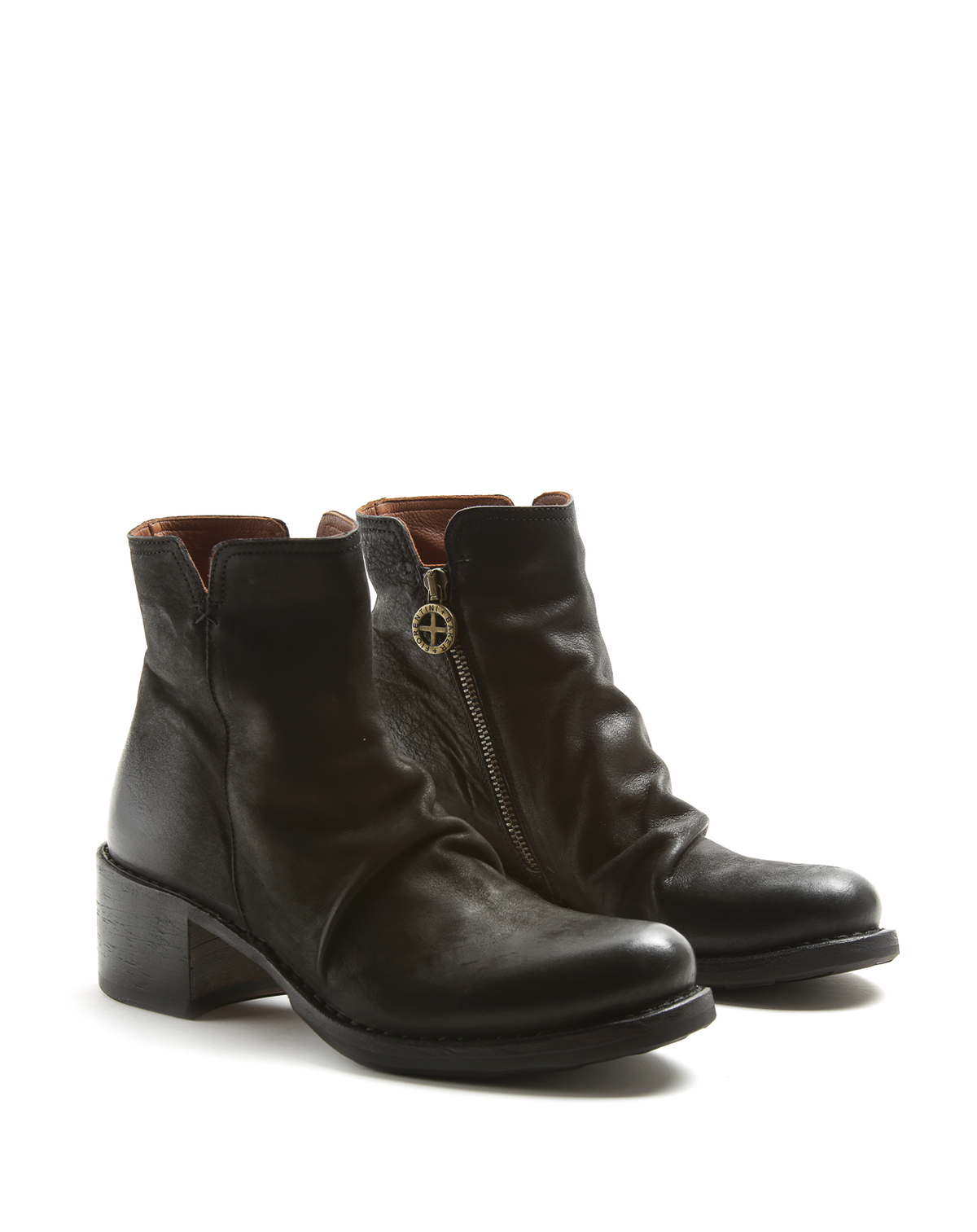 TAZZ Black Brushed Leather Boots