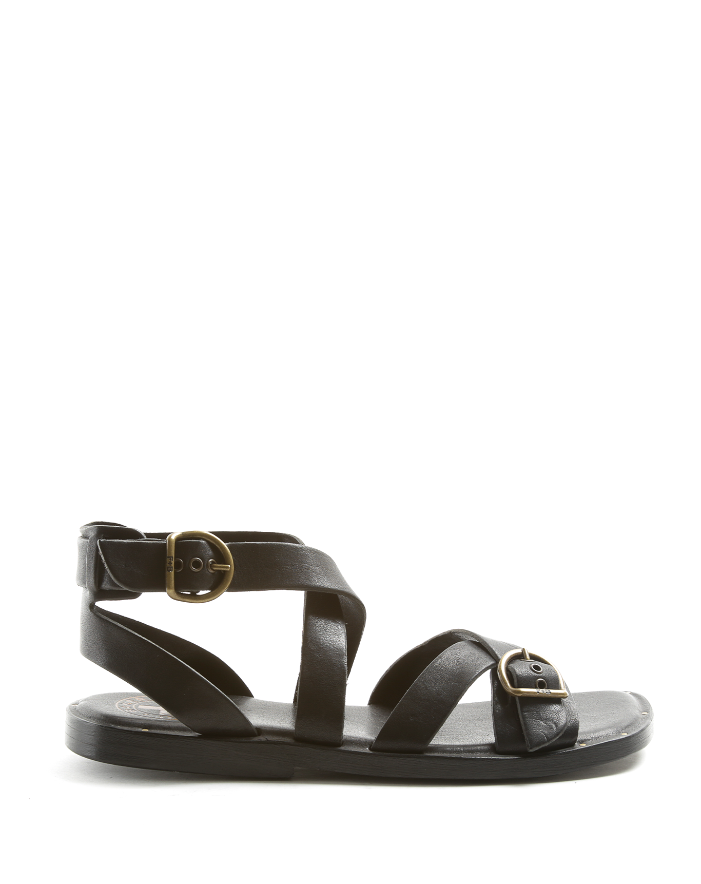ZIVA Black Leather Sandals