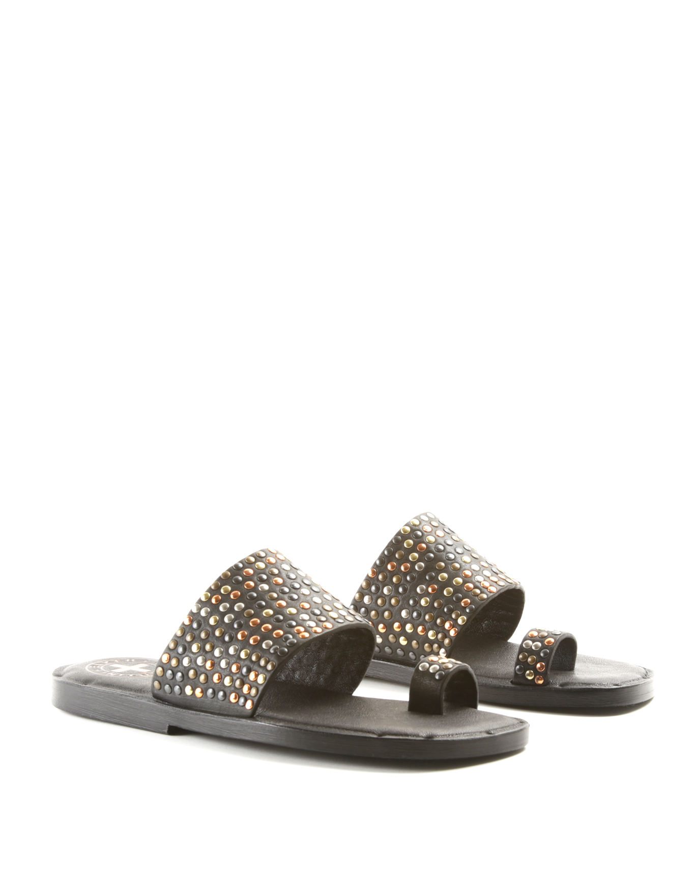 ZATTY Black Leather Sandals