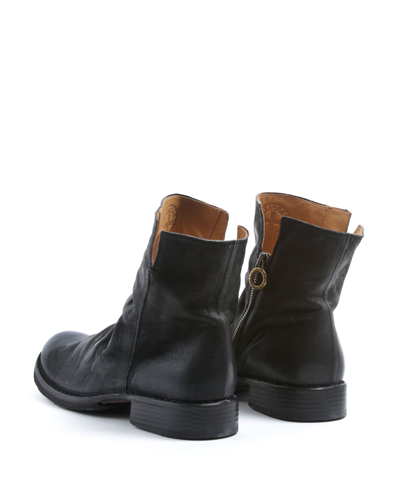 Fiorentini + Baker, ETERNITY ELF, Reversed black leather ankle boots with slightly ruched vamp and inside zip-Made in Italy-back