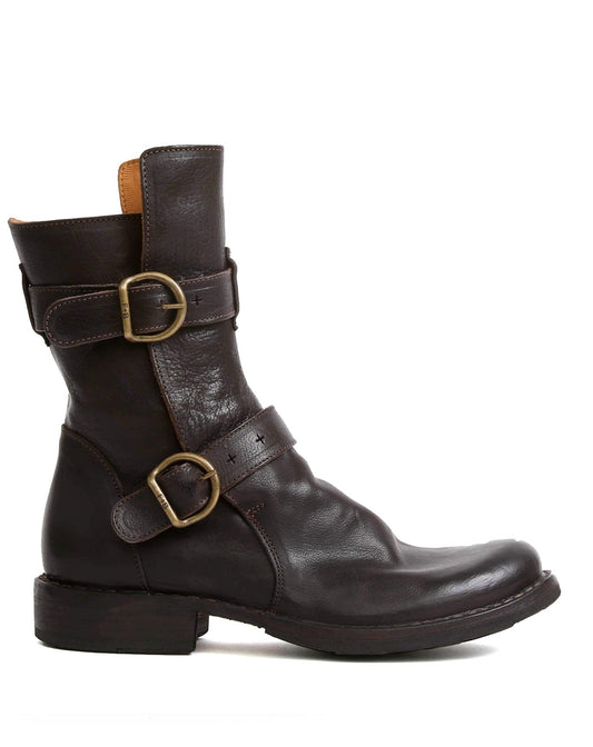 Fiorentini + Baker, ETERNITY 713, Brown leather tall ankle boot with buckles-Made in Italy-side