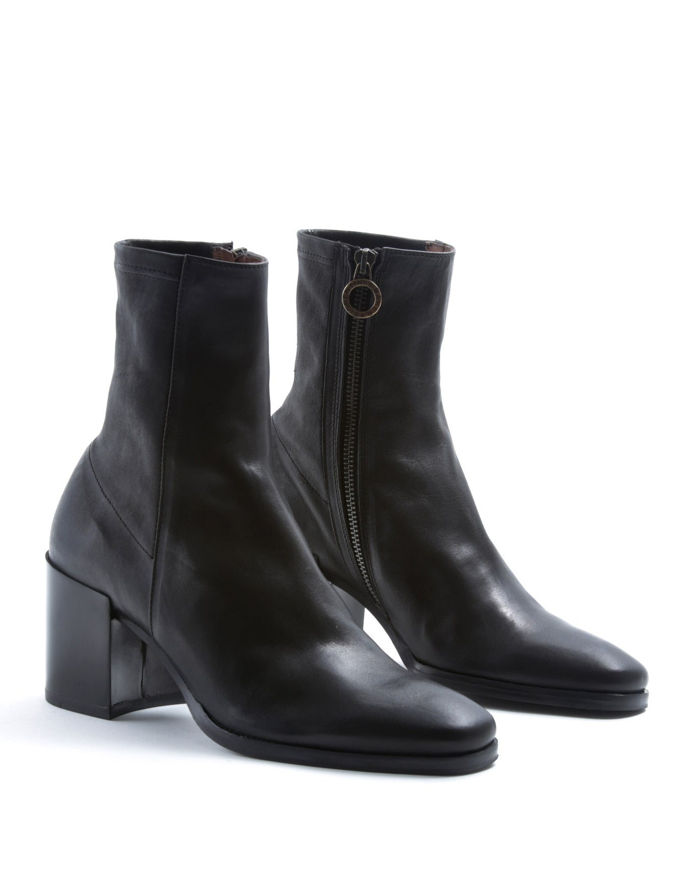 Fiorentini + Baker, CLAREY CRA, Comfortable tall ankle boot with squared toe and 7cm heel in black leather-Made in Italy-lateral