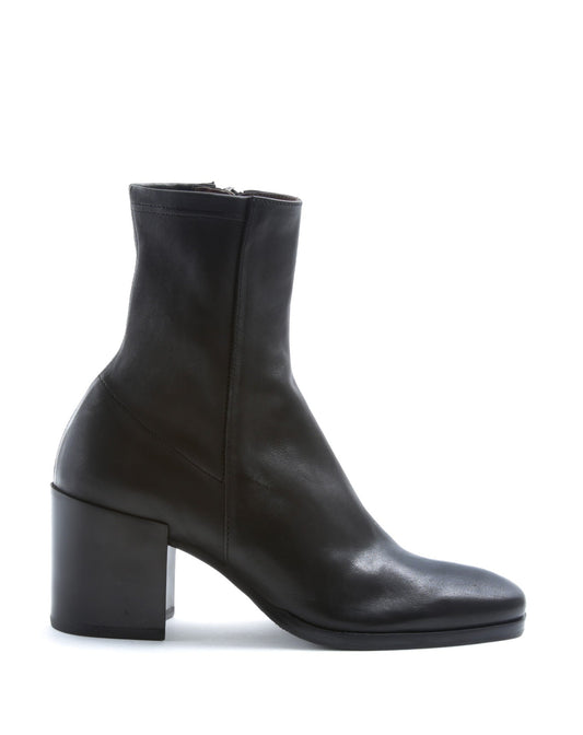 Fiorentini + Baker, CLAREY CRA, Comfortable tall ankle boots with squared toe and 7cm heel in black leather-Made in Italy-side