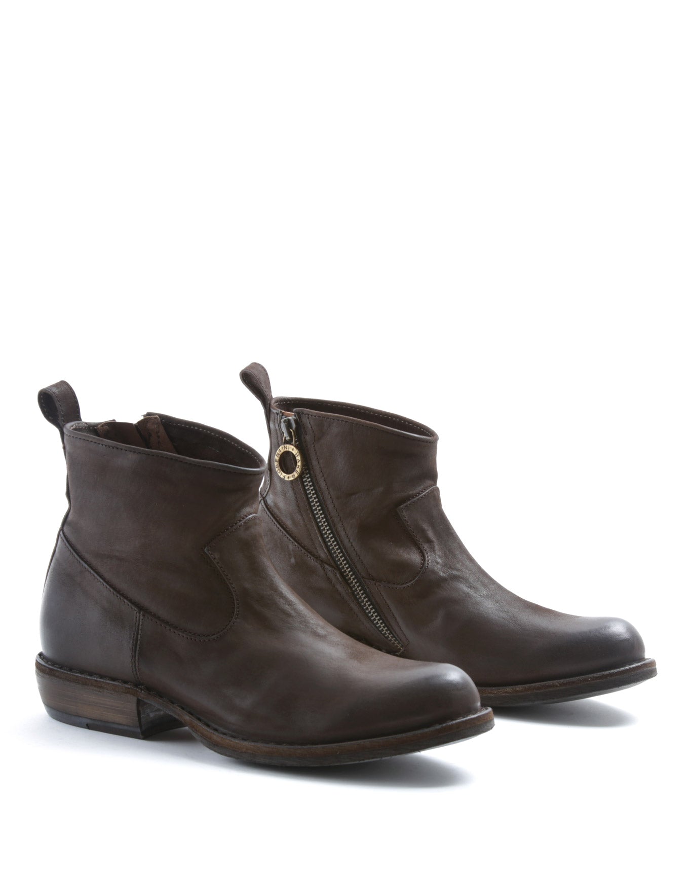 Fiorentini + Baker, CARNABY CENYS, Women ankle boot with slightly pointed toe and inside zip in coffee brown leather-Made in Italy-lateral