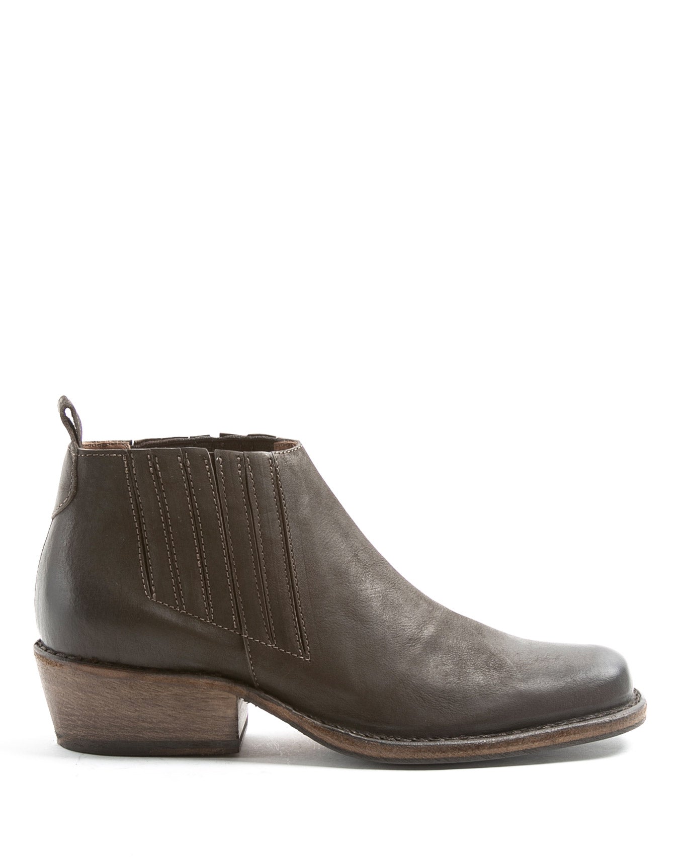 Fiorentini + Baker, CUBAN CLU, Women pull-on short ankle boots with Cuban heel and elasticated side panels in coffee brown leather-Made in Italy-side