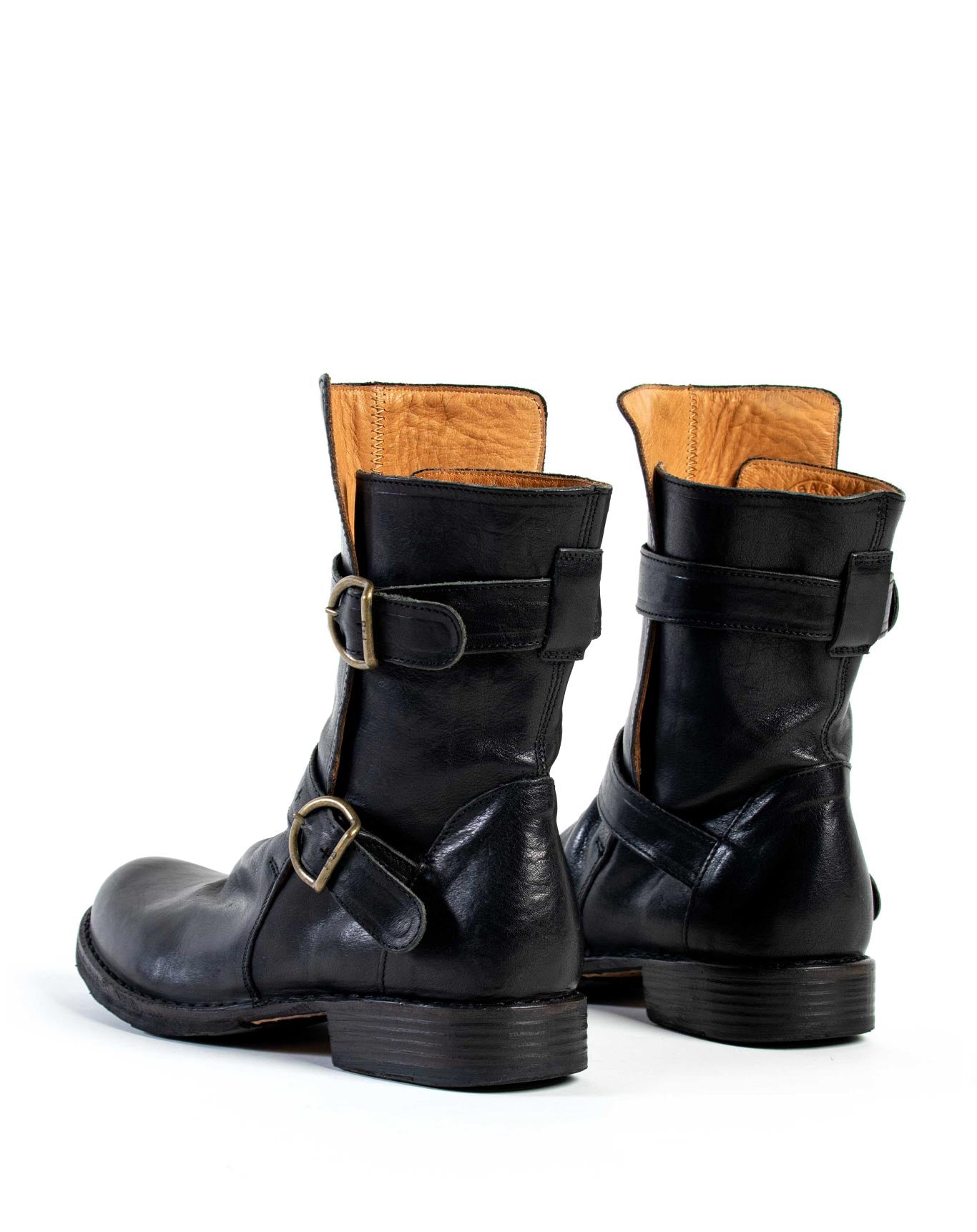 Fiorentini + Baker, ETERNITY 713, Black leather tall ankle boot with buckles-Made in Italy-back