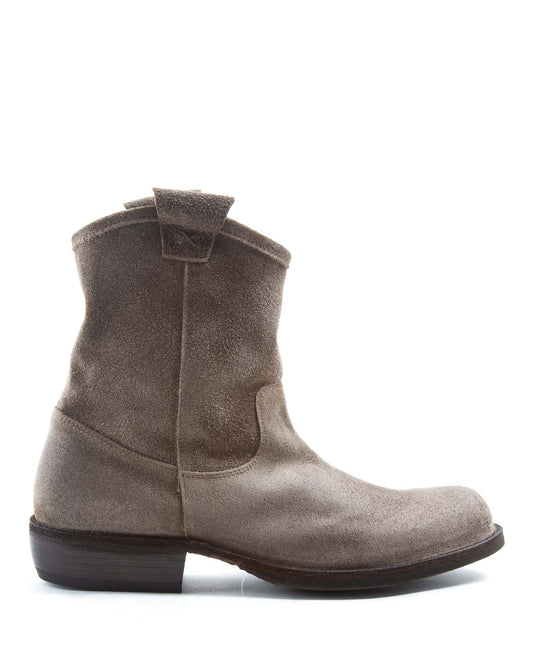 Fiorentini + Baker, CARNABY CRUNA, Woman tall ankle boots with slightly pointed toe in taupe suede-Made in Italy-side