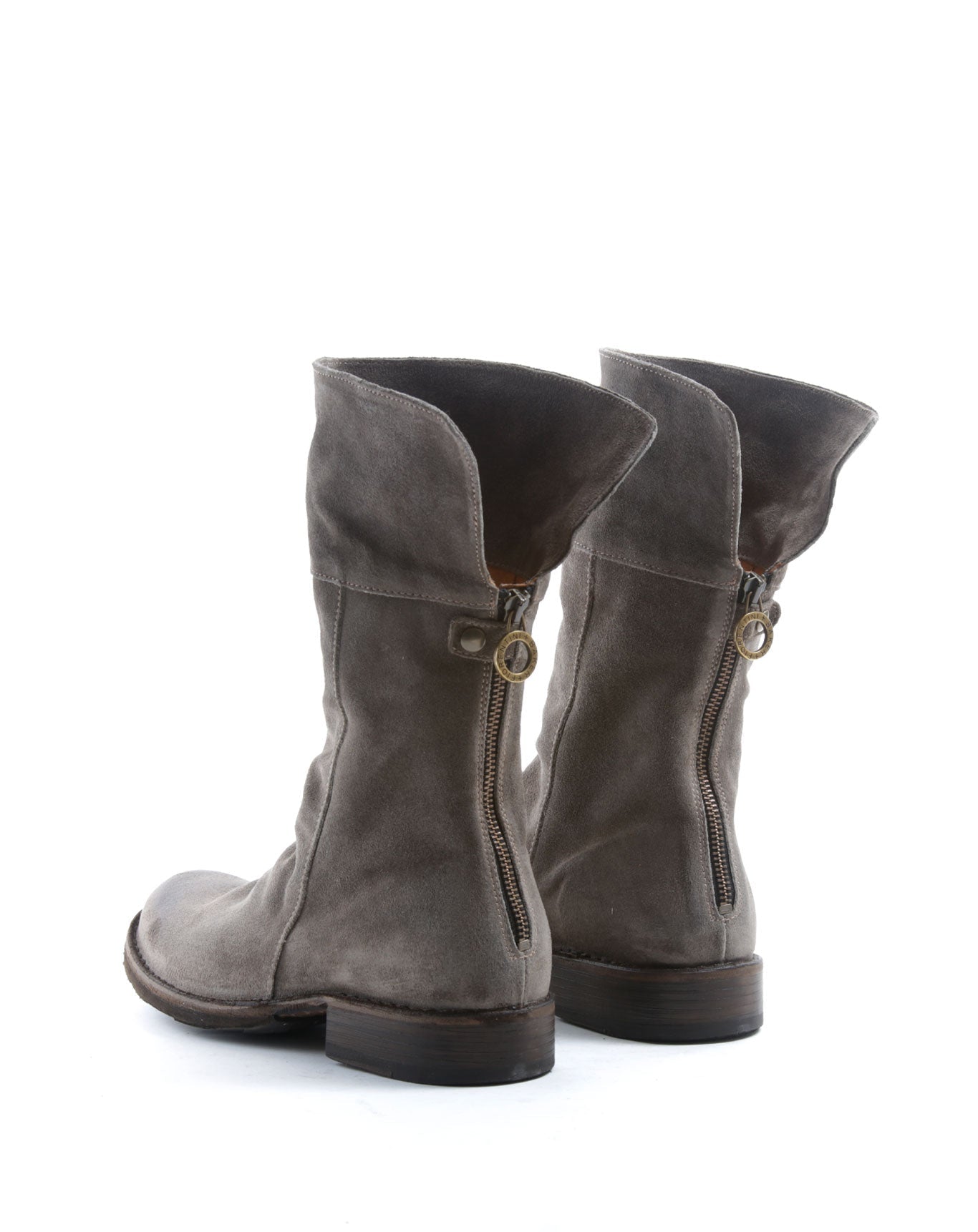 Fiorentini + baker, ETERNITY ELLA, Women mid-height taupe suede boots with rear zip-Made in Italy-back