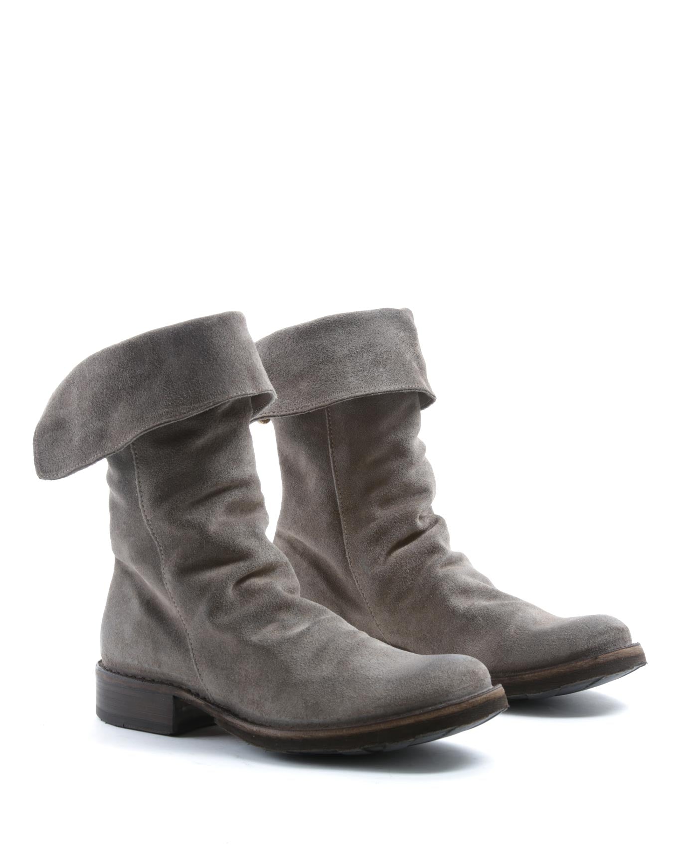 Fiorentini + baker, ETERNITY ELLA, Women mid-height taupe suede boots with rear zip-Made in Italy-lateral