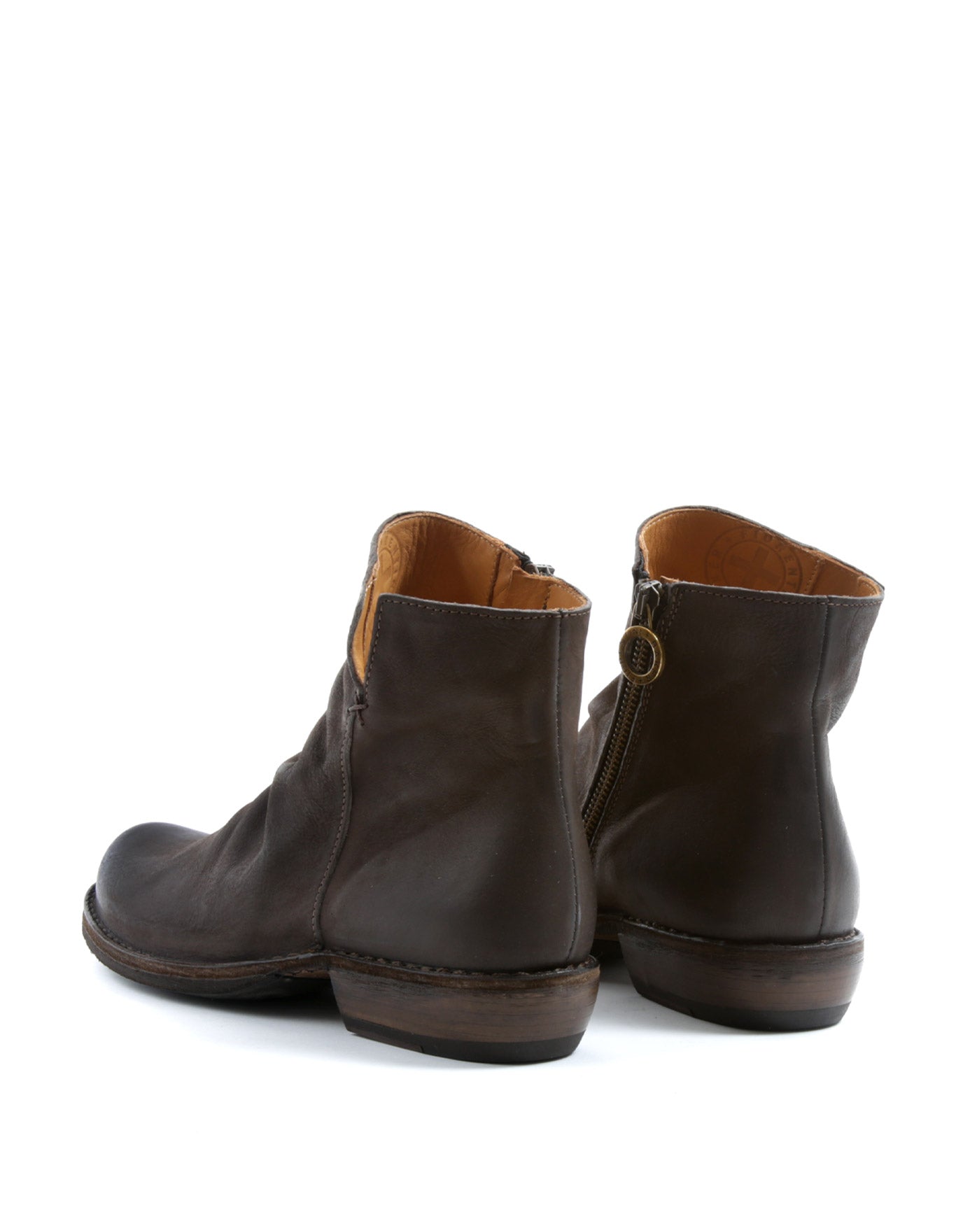 Fiorentini + Baker, CARNABY CHILL, Women ankle boots in coffee brown leather with natural wrinkled vamp and slightly pointed toe-Made in Italy-back