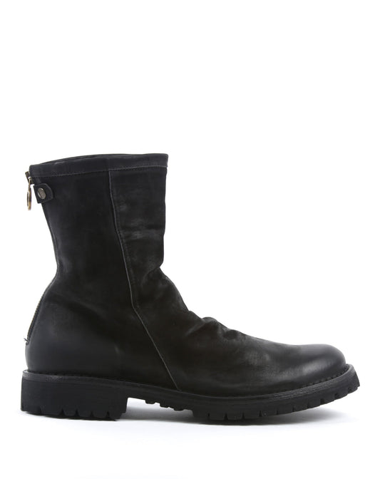 Fiorentini + Baker, ETERNITY MASSIVE M-EVEN, Black leather tall ankle boots with rear zip and thick sole-Made in Italy-side