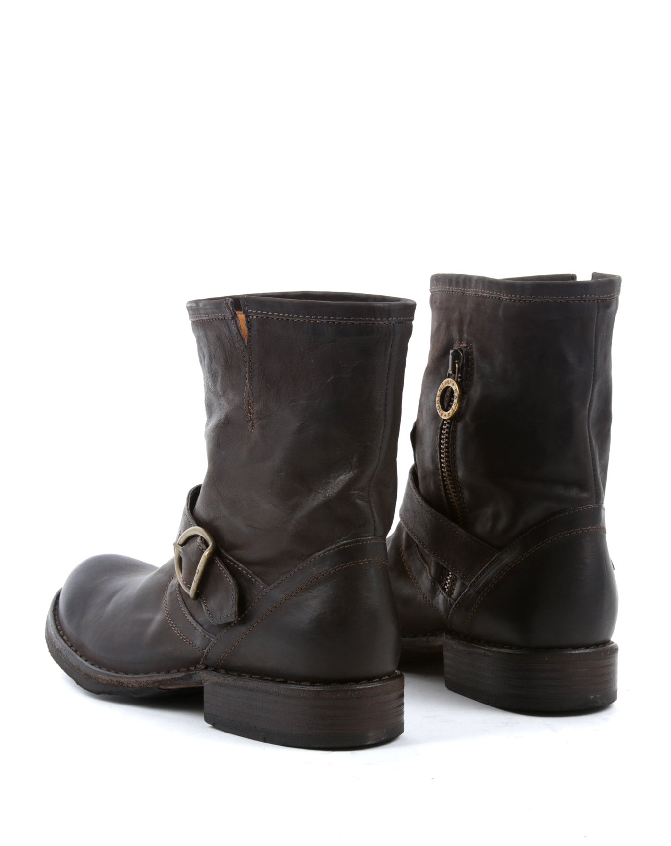 Fiorentini + Baker, ETERNITY ELI, Brown leather ankle biker  boots with adjustable strap and inside zip-Made in Italy-back