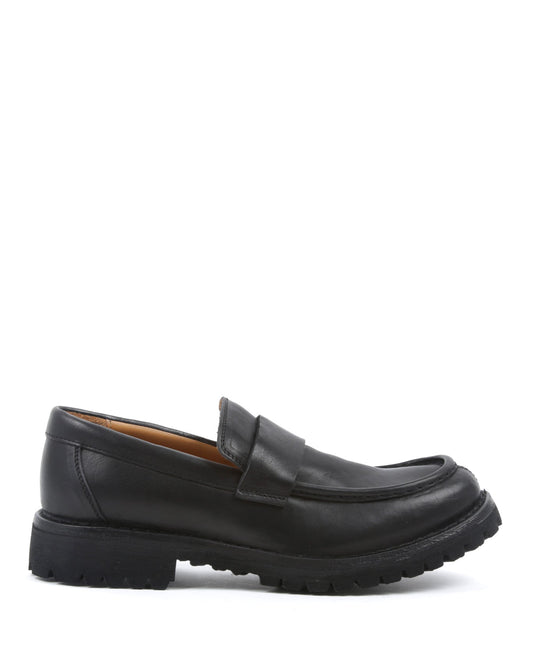 Fiorentini + Baker, ETERNITY MASSIVE M-EMMET, Black leather loafer with thick rubber sole-Made in Italy-side