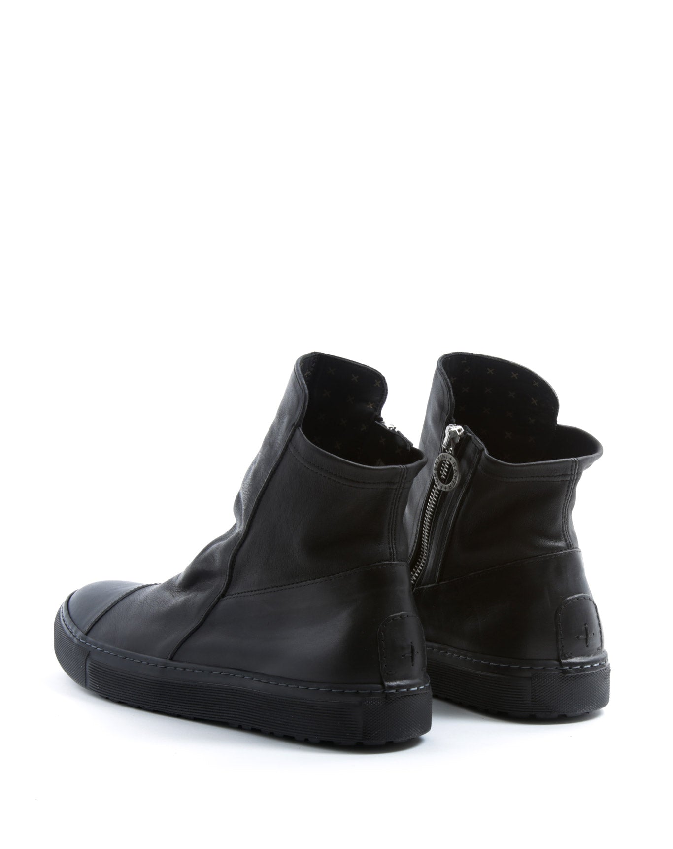 Fiorentini + Baker, BOLT BRET, Black leather sneaker boots with ruched vamp and inside zip-Made in Italy-back