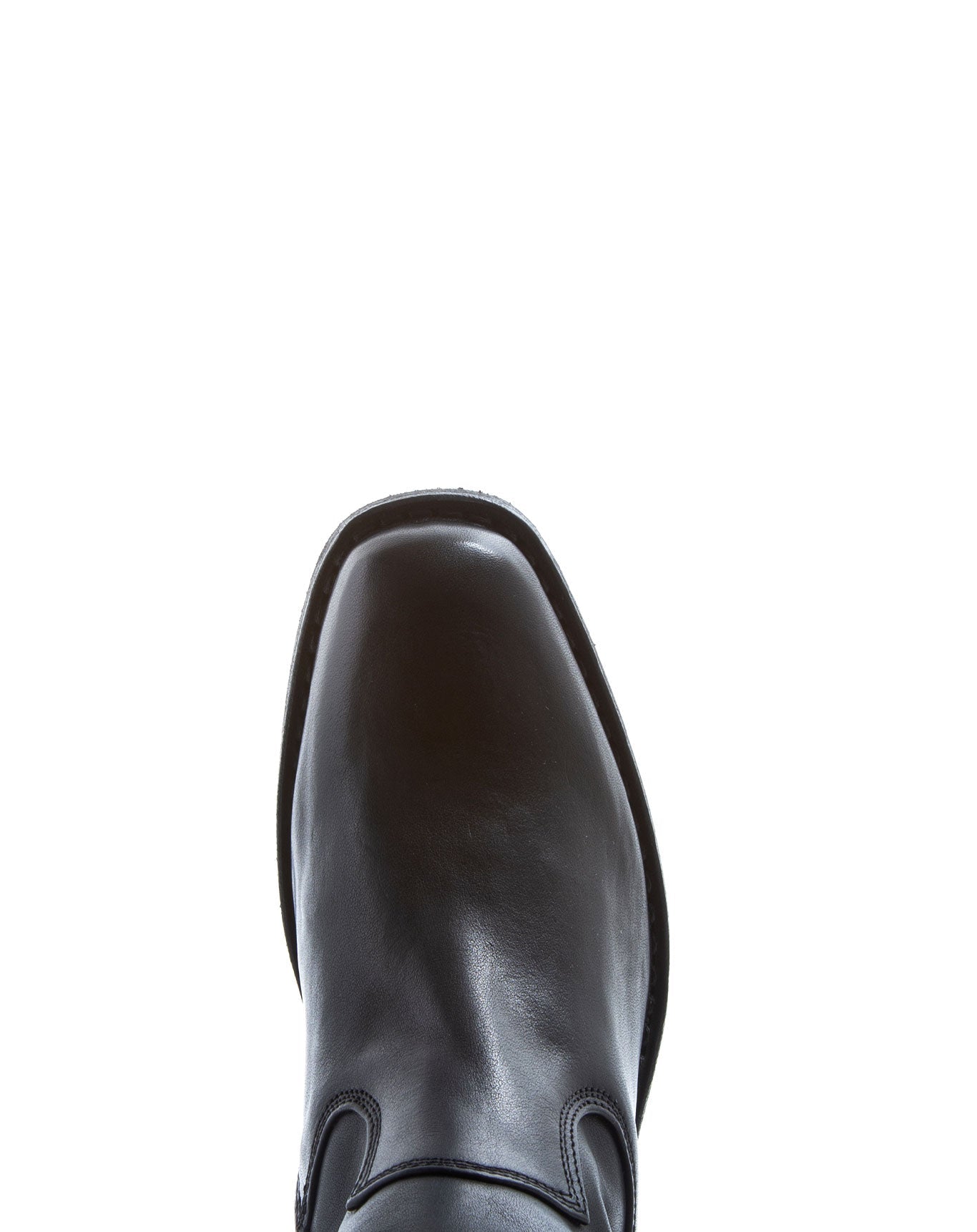 Fiorentini + Baker, CUBAN CATY, Black leather tall boots with squared off toe and Cuban heel-Made in Italy-toe