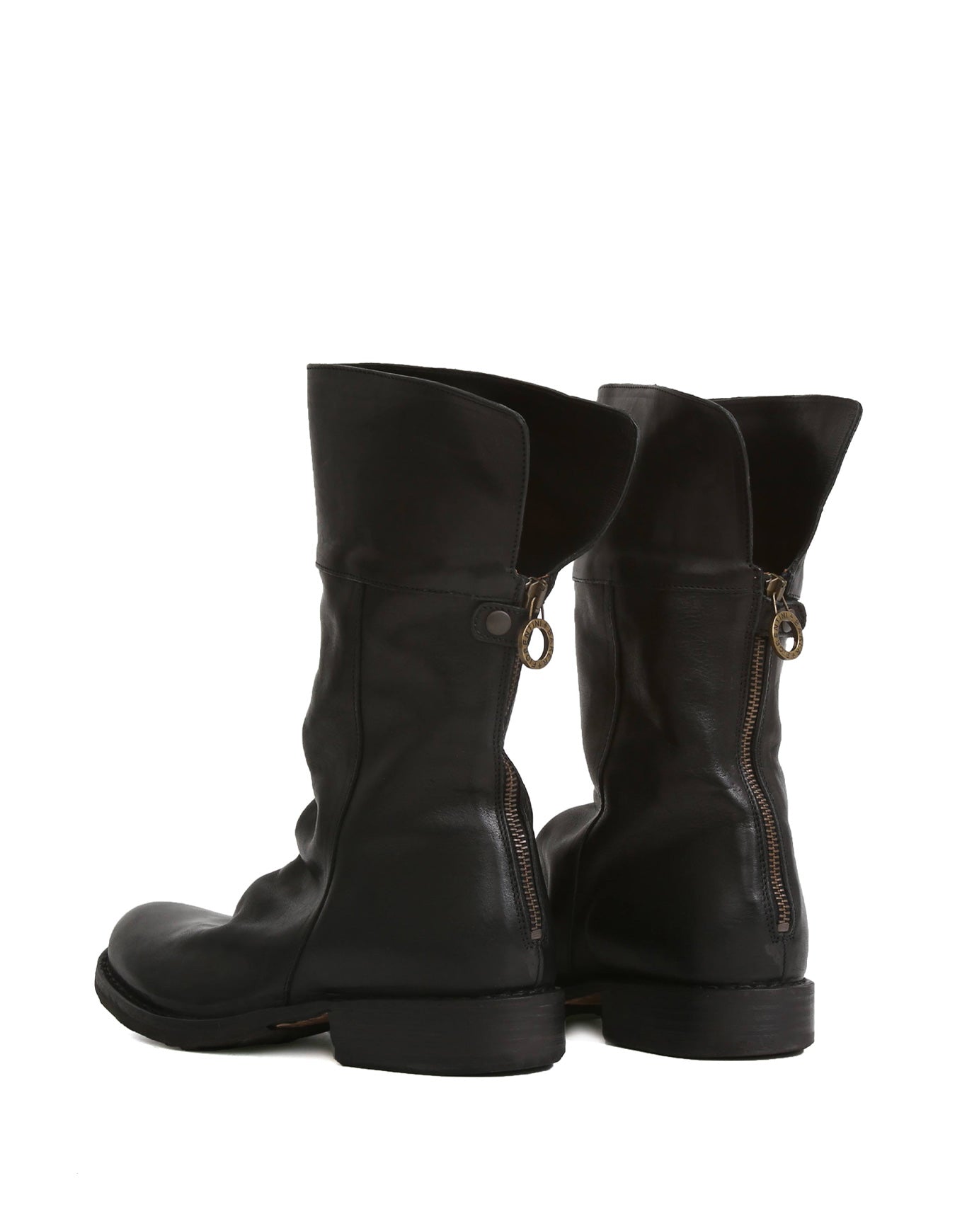 ETERNITY ELLA Black leather boots with turn down cuff and rear zip Fiorentini Baker