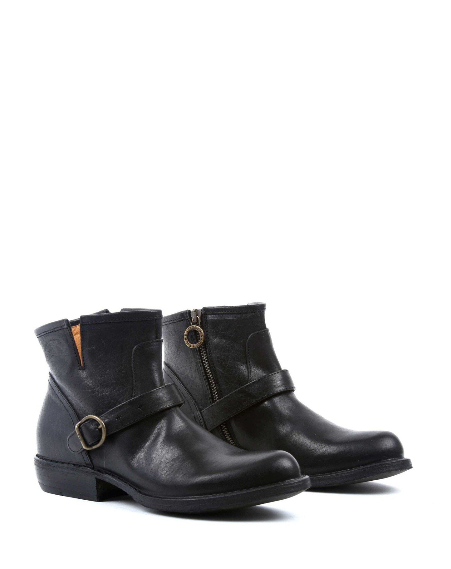 Fiorentini + Baker, CARNABY CHAD, Women ankle boots with buckle and slightly pointed toe in black leather-Made in Italy-lateral