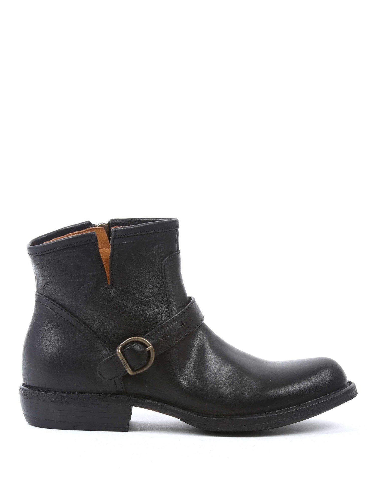 Fiorentini + Baker, CARNABY CHAD, Women ankle boots with buckle and slightly pointed toe in black leather-Made in Italy-side