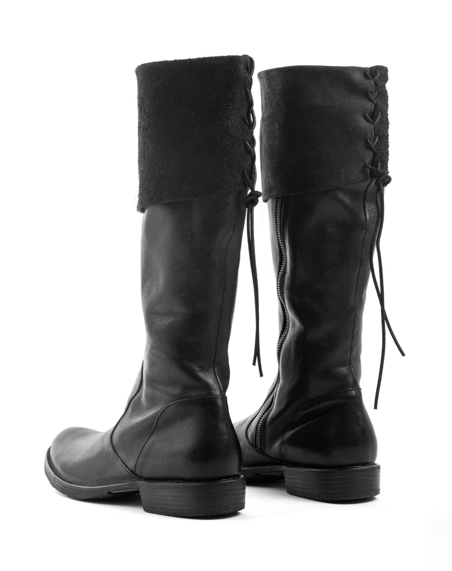 Fiorentini + Baker, ETERNITY 705,  black leather knee-high boot with inside zip - Made in Italy - lateral back