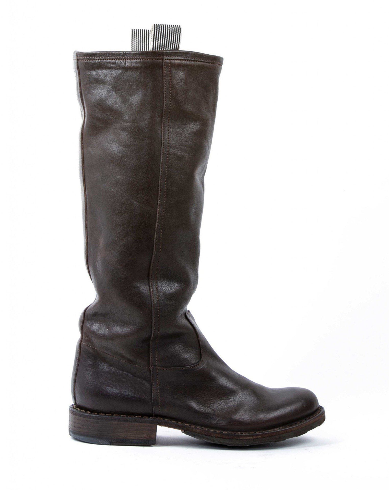 Fiorentini + Baker, ETERNITY 7460, Dark brown leather knee-high pull-on boot-Made in Italy-side