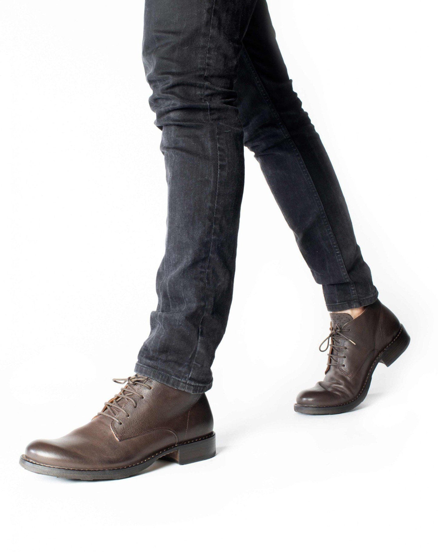 Fiorentini + Baker, ETERNITY EDD, Coffee brown leather lace-up ankle boots-Made in Italy-worn